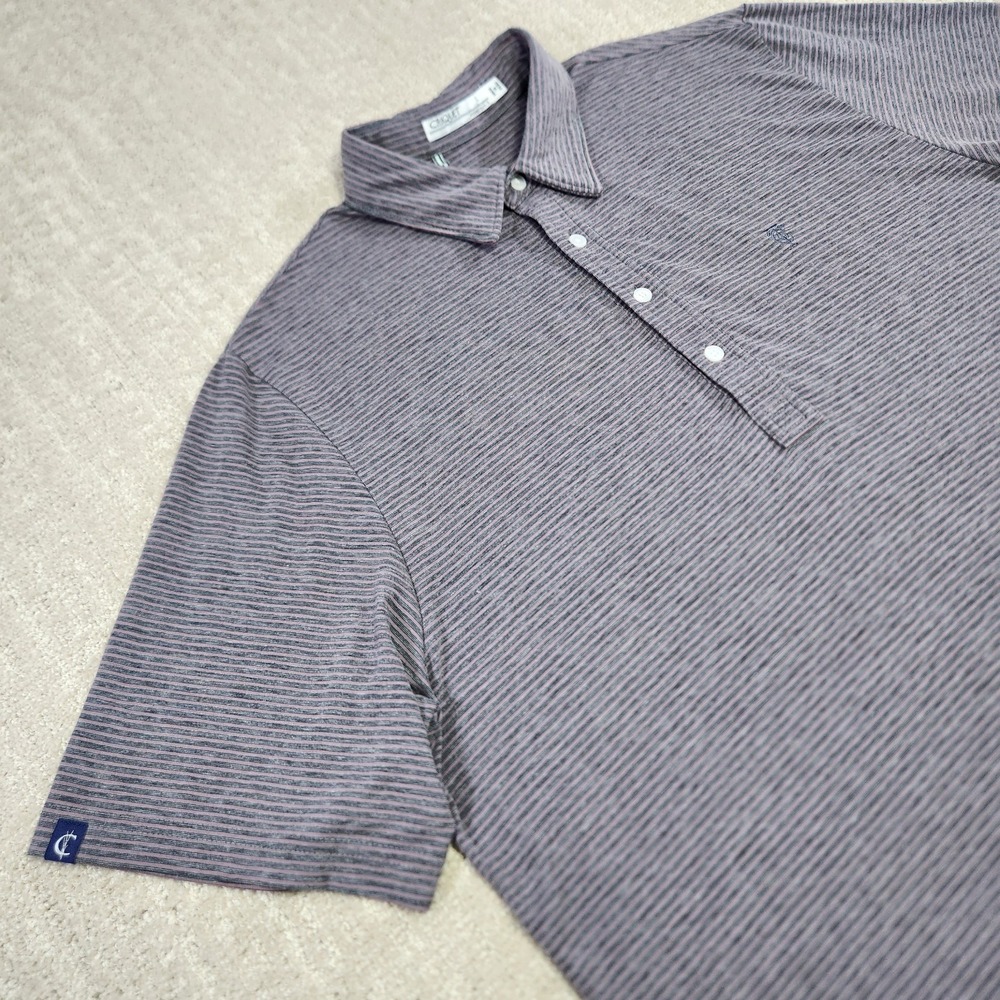 Criquet Polo‎ Shirt Men XL Performance Striped Stretch Golf Gray Pima Cotton